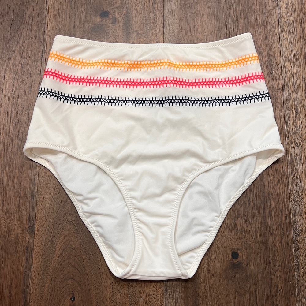 Aerie Embroidered High-Waisted Full Coverage Bikini Bottom S